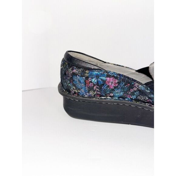 Alegria Shoes Leather SlipOn Loafer Debra Metallic Floral Comfort Nurse 38/8-8.5 - Picture 13 of 16